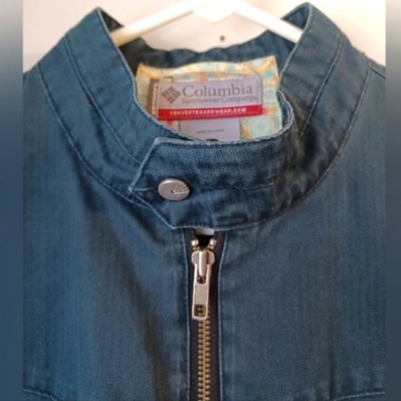 Columbia Convert Board Wear Distressed Denim Bomber Jacket - Picture 8 of 14